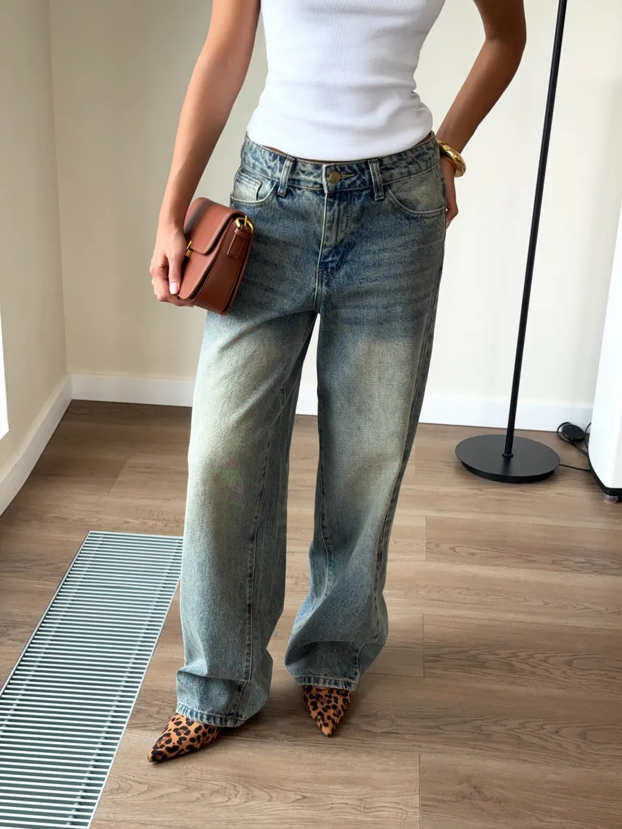 Джинсы прямые широкие багги