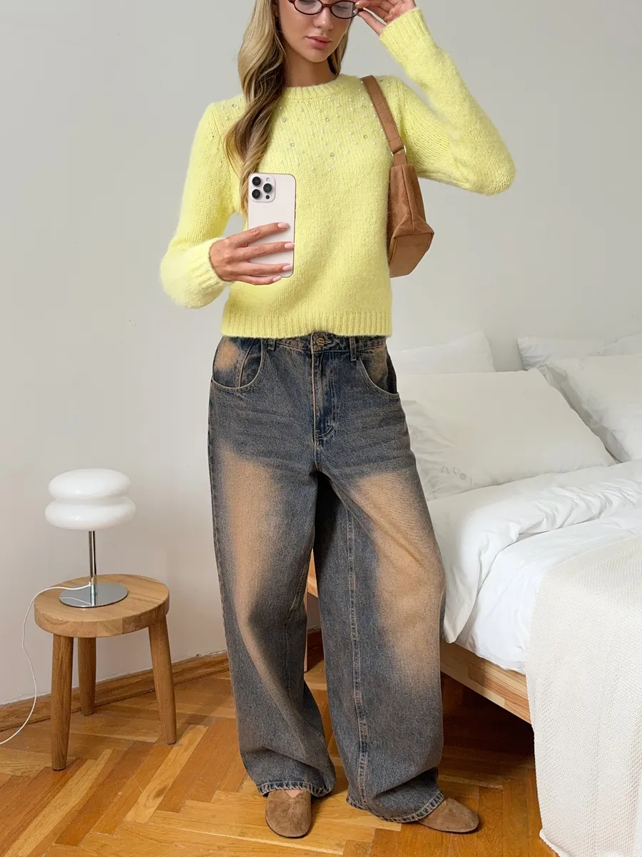 Свитер вязаный пушистый шерстяной