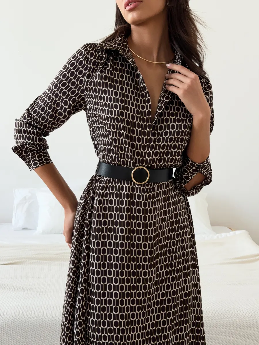 Платье длинное осеннее с ремнем