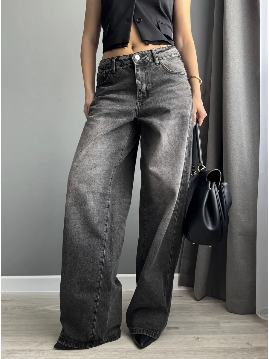 Джинсы прямые широкие багги