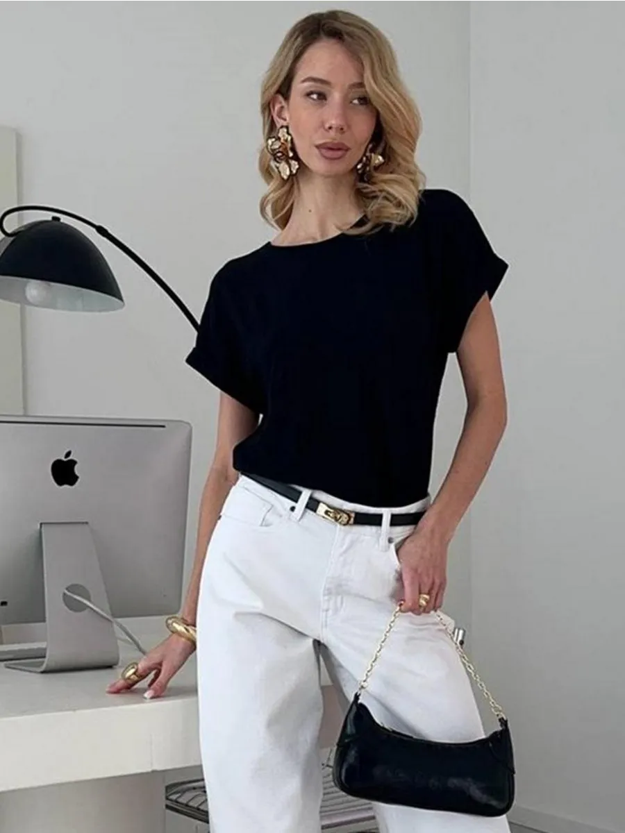 Блузка офисная с коротким рукавом Элиза