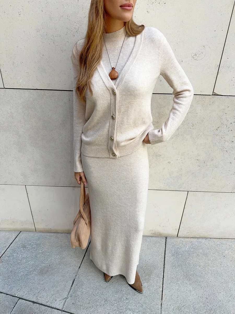 Костюм вязаный платье с кардиганом