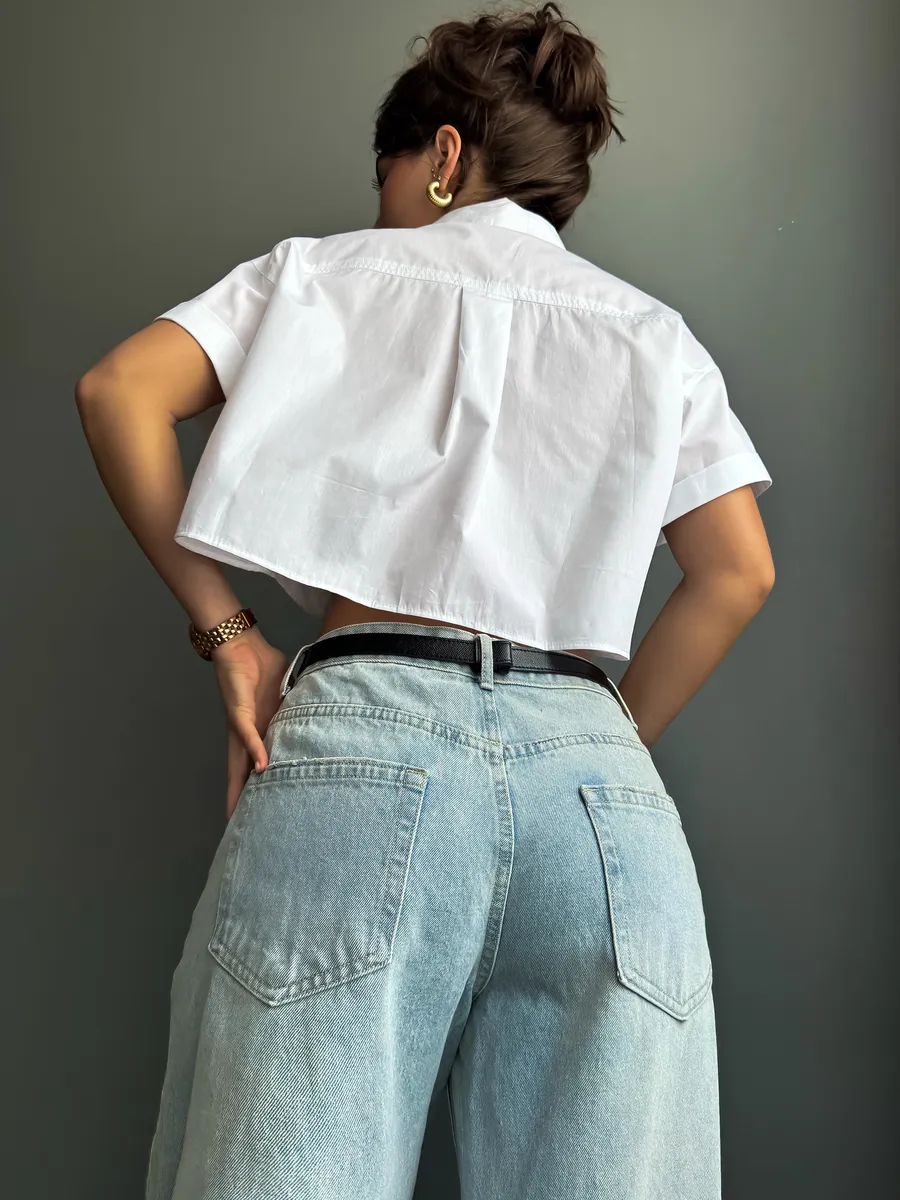 Рубашка укороченная с коротким рукавом