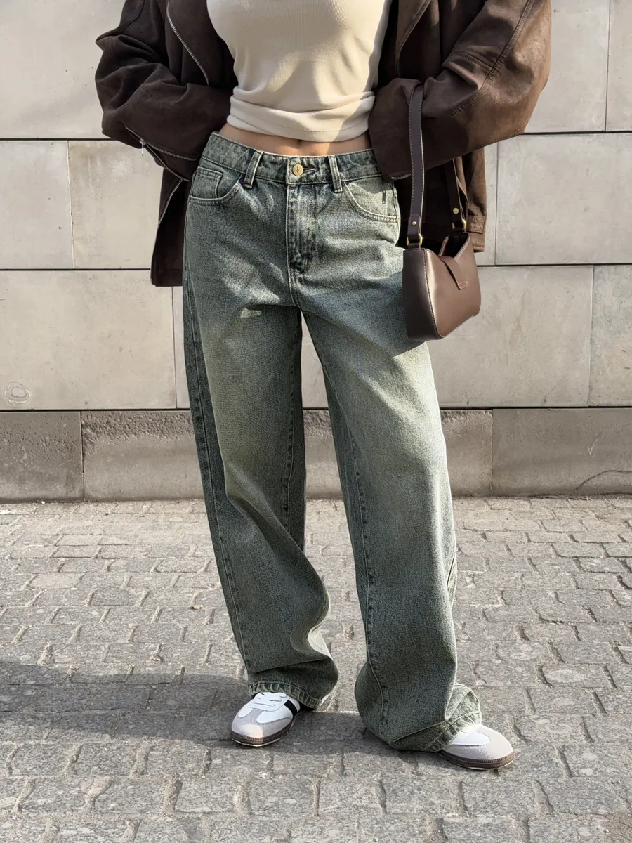 Джинсы прямые широкие багги