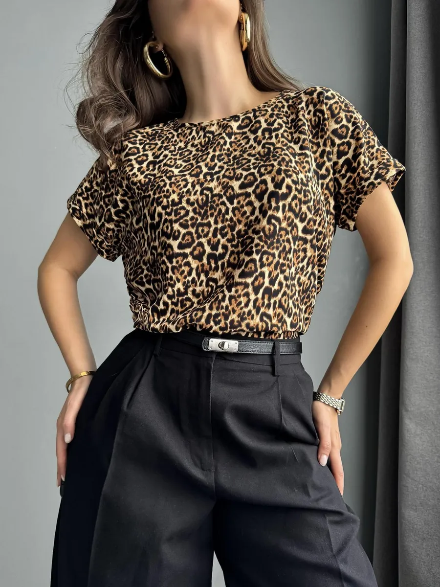 Блузка офисная с коротким рукавом Элиза