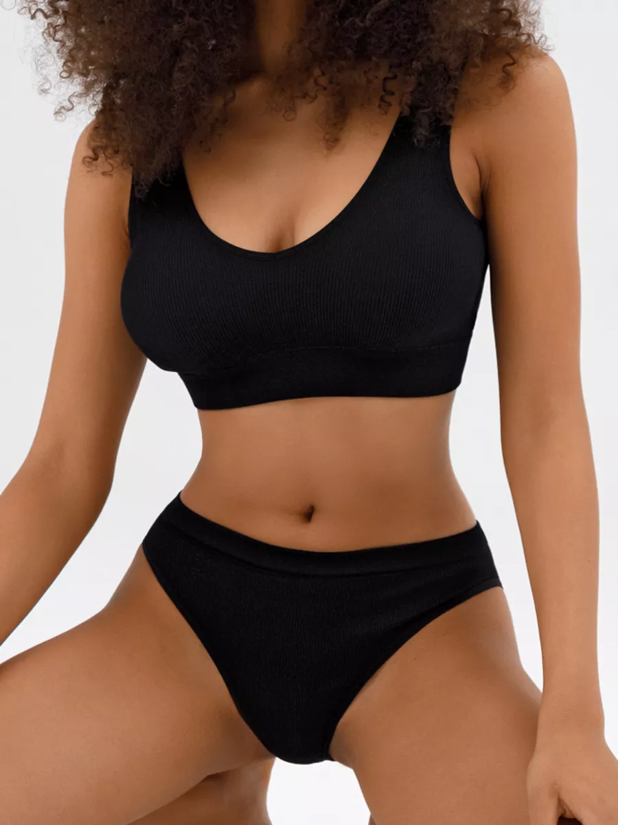 Нижнее белье комплект Тихиро бесшовное в рубчик