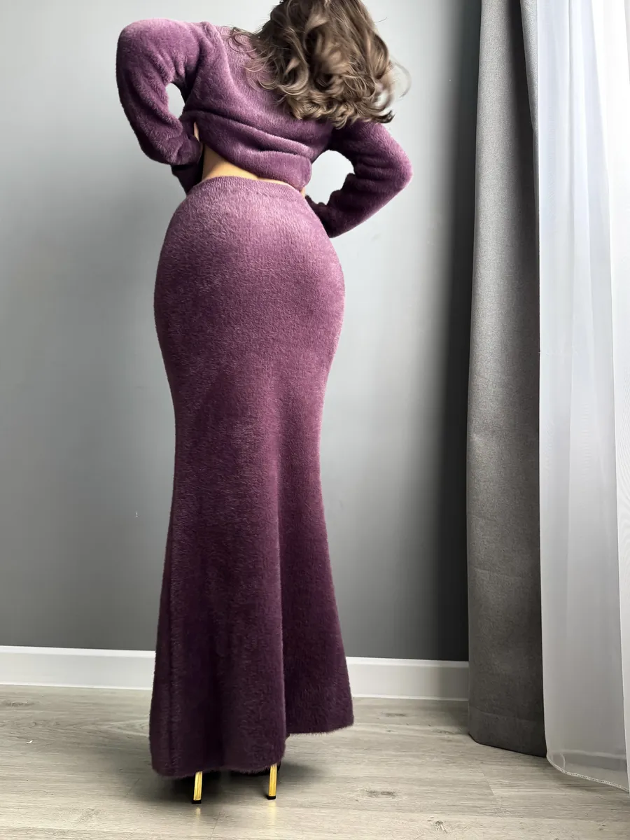 Костюм вязаный c кардиганом и юбкой