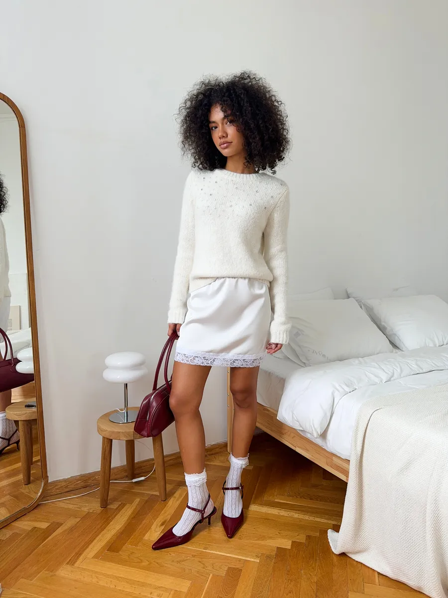 Свитер вязаный пушистый шерстяной