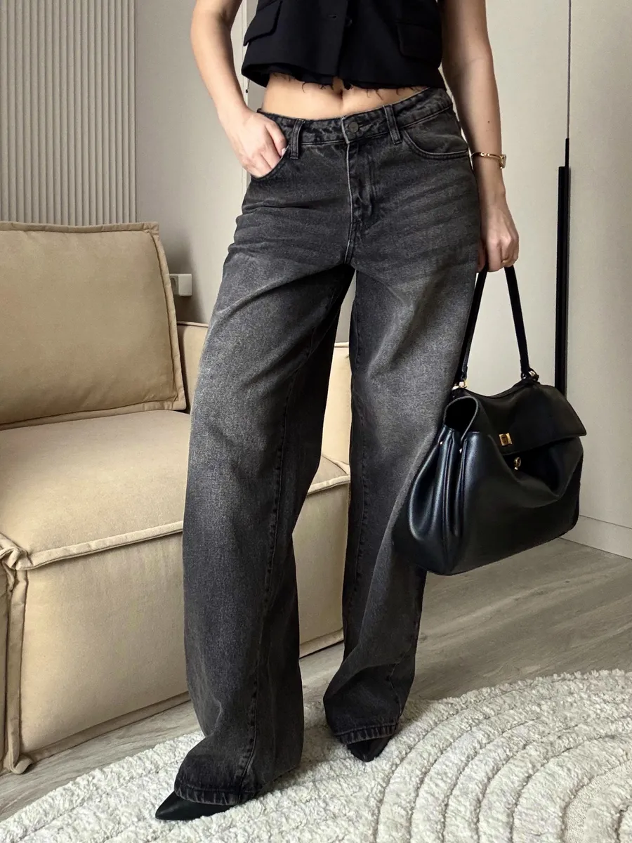 Джинсы прямые широкие багги