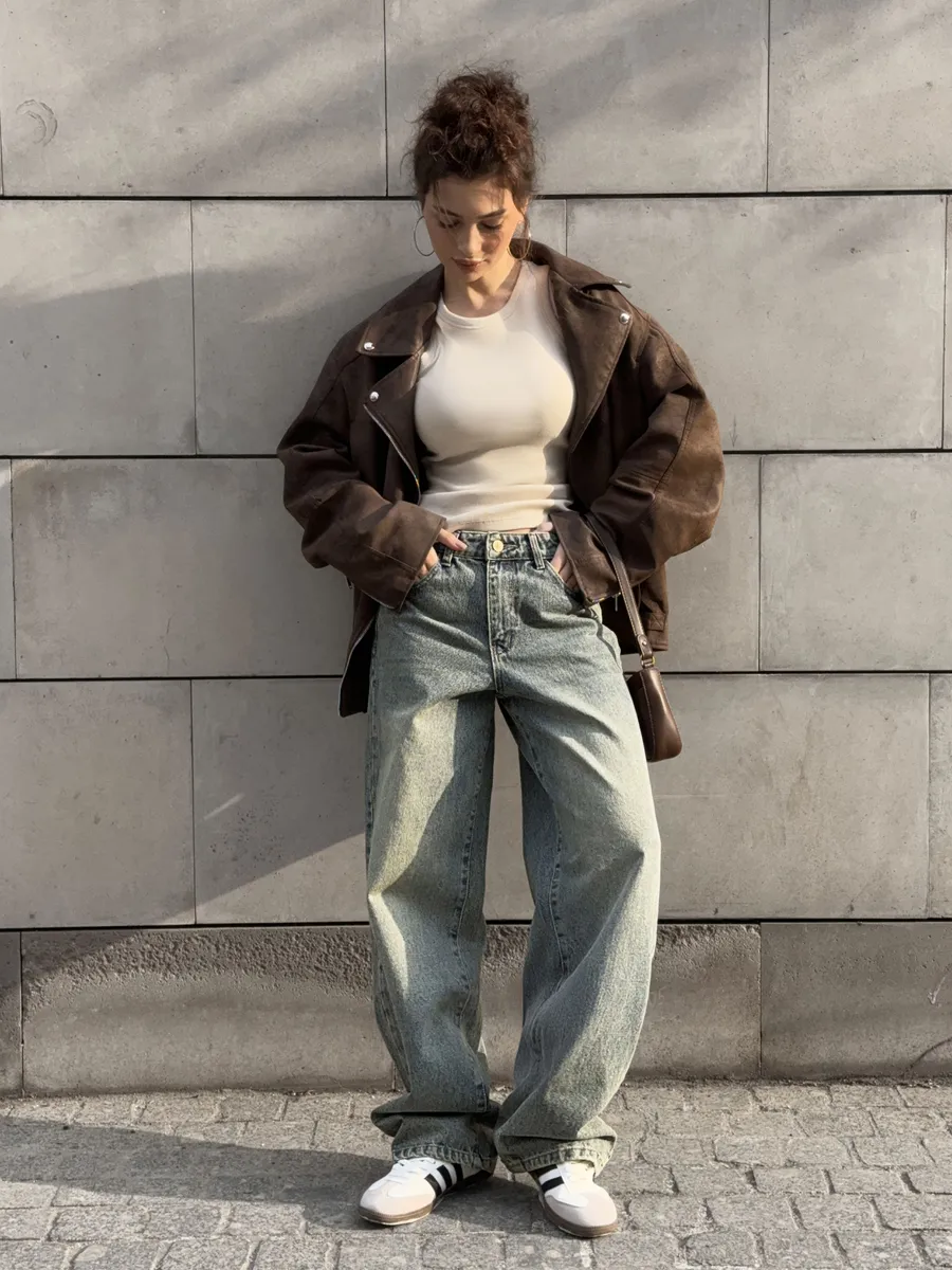 Джинсы прямые широкие багги