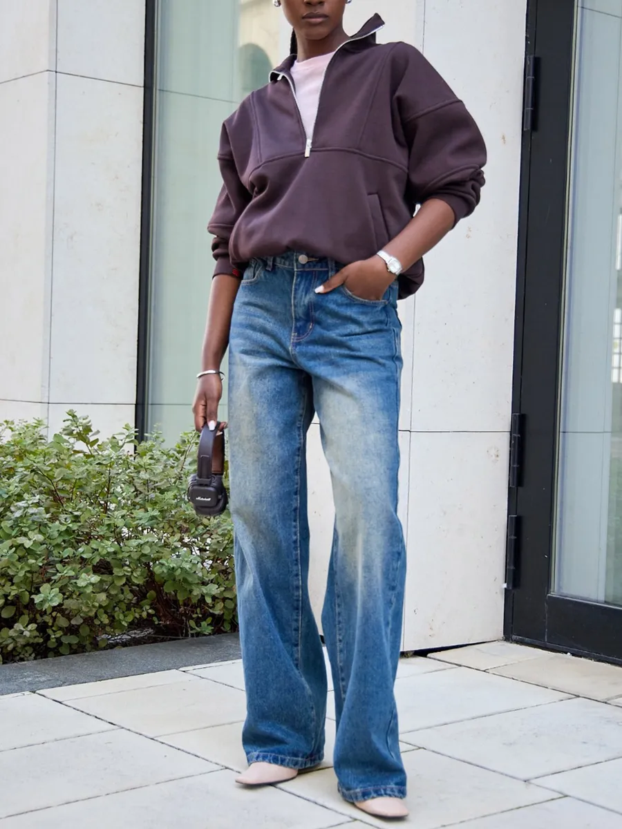 Джинсы прямые широкие багги