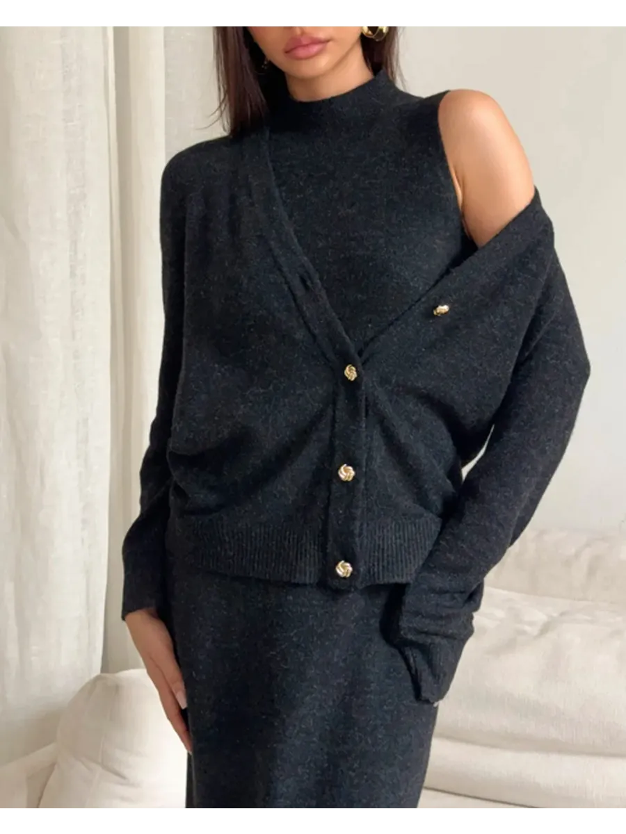 Костюм вязаный платье с кардиганом