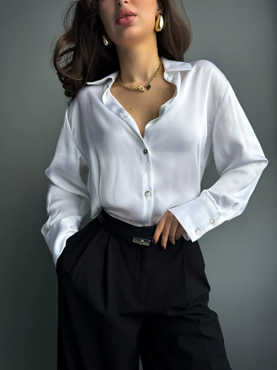 Рубашка шелковая оверсайз школьная