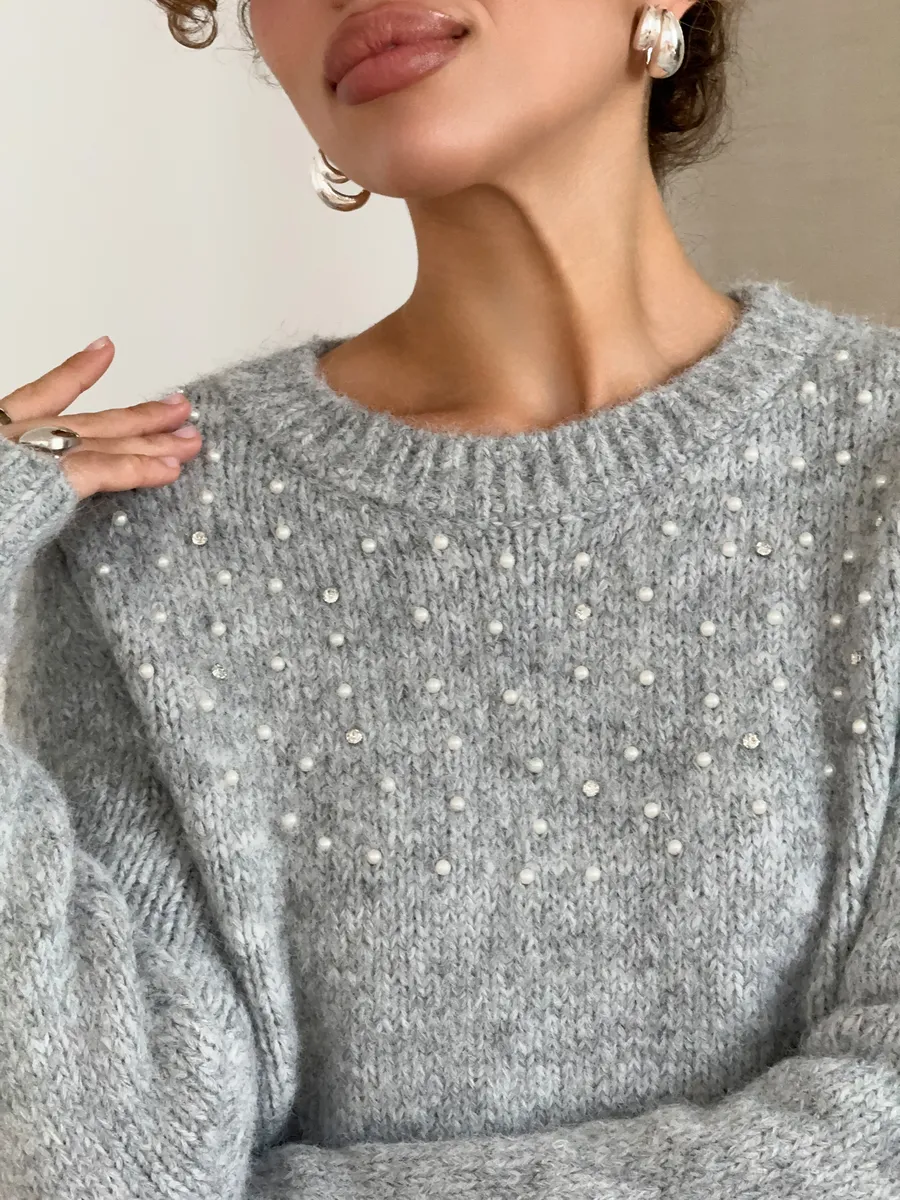 Свитер вязаный пушистый шерстяной