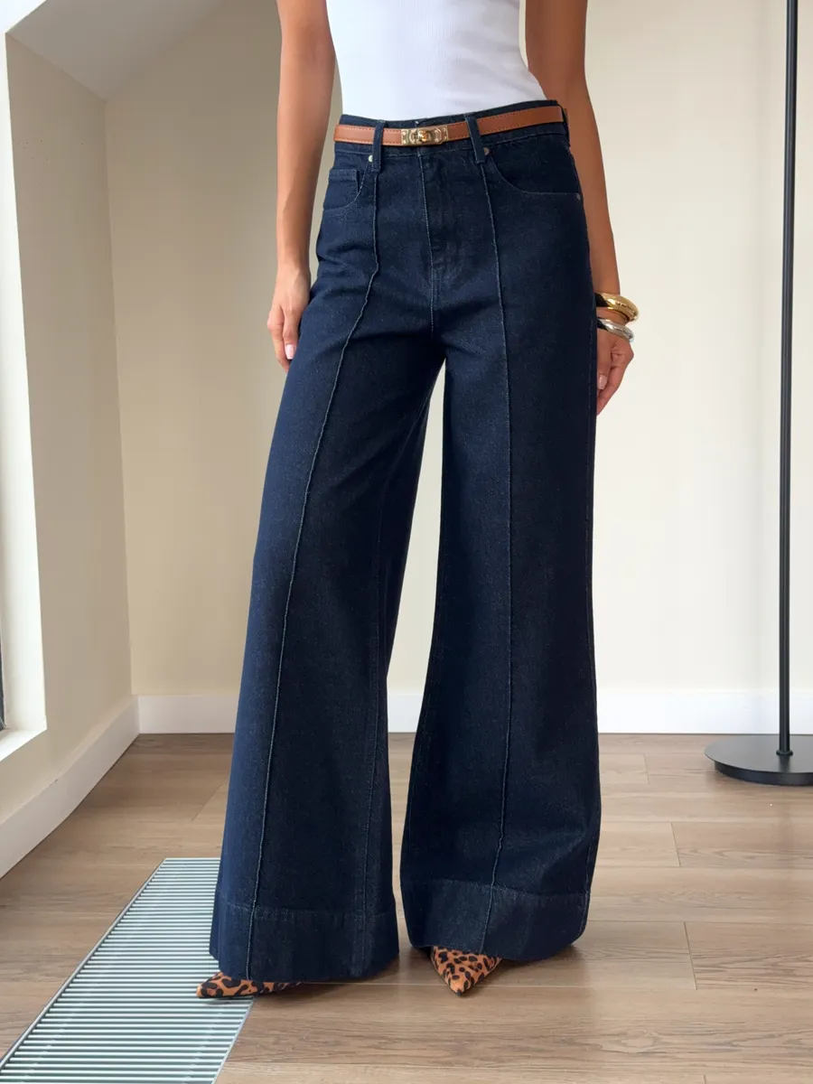 Джинсы широкие клеш палаццо со стрелками Сабрина