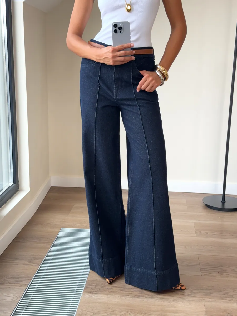 Джинсы широкие клеш палаццо со стрелками Сабрина