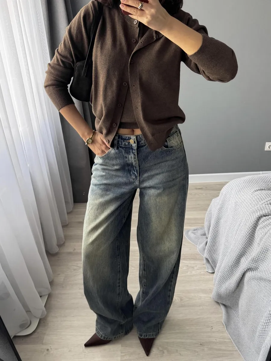 Джинсы прямые широкие багги