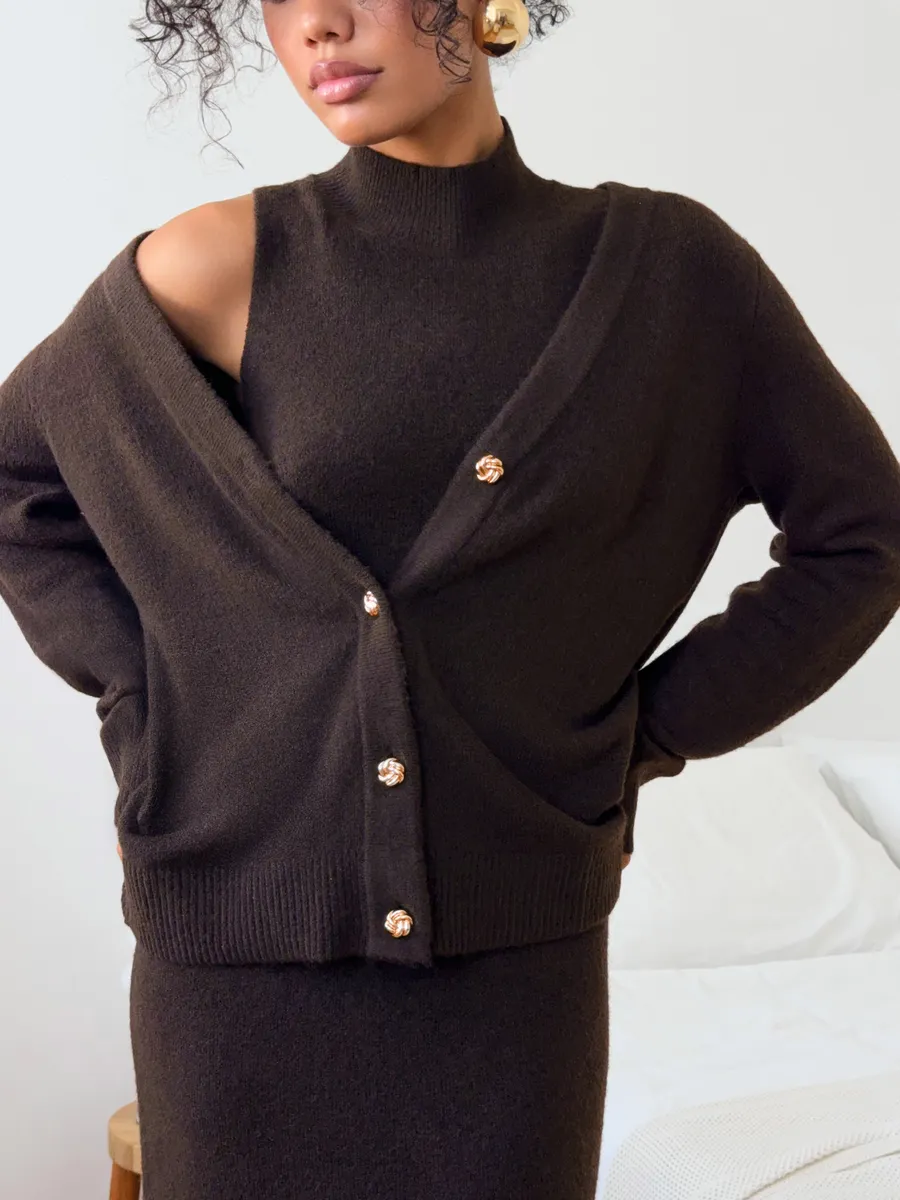 Костюм вязаный платье с кардиганом