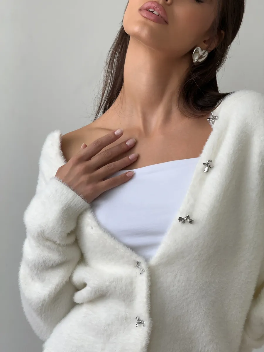 Костюм вязаный c кардиганом и юбкой