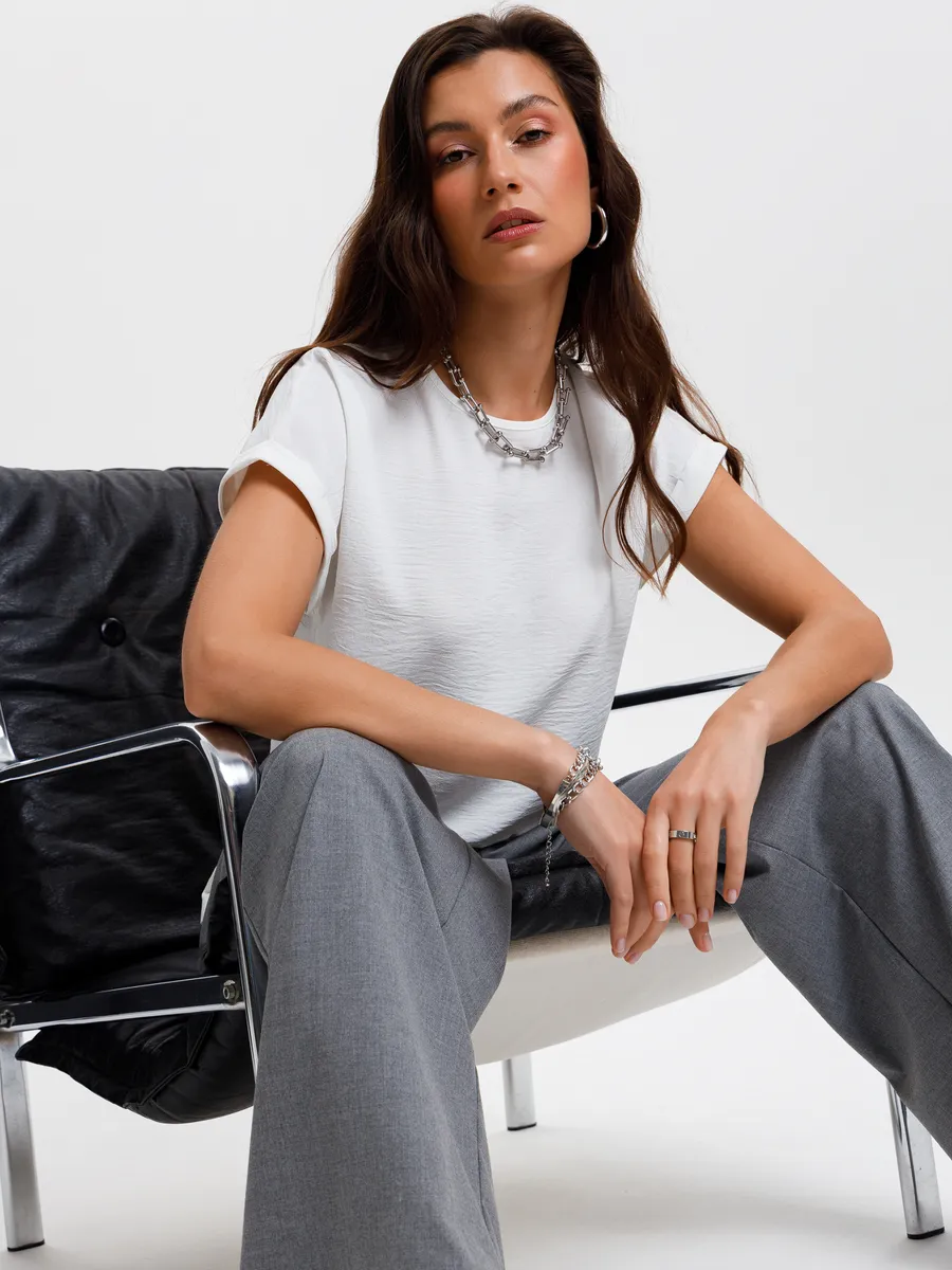 Блузка офисная с коротким рукавом Элиза