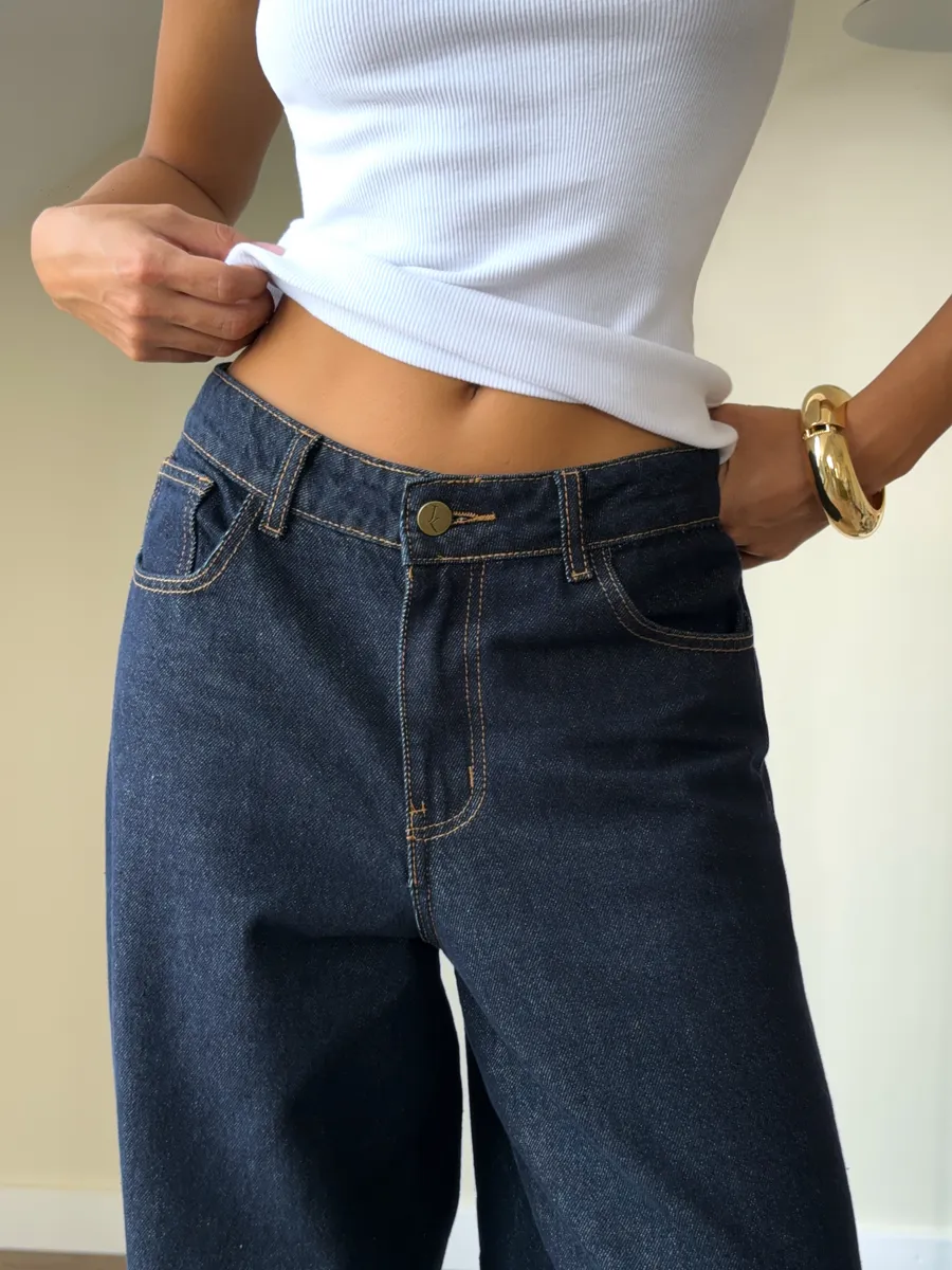 Джинсы прямые широкие багги