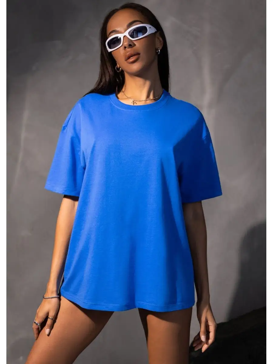 Футболка оверсайз однотонная базовая хлопок