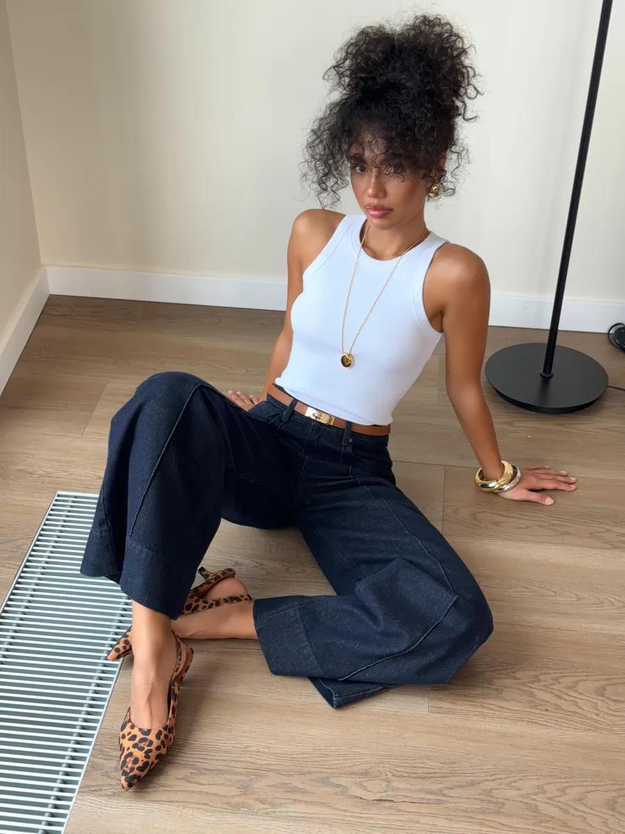 Джинсы широкие клеш палаццо со стрелками Сабрина