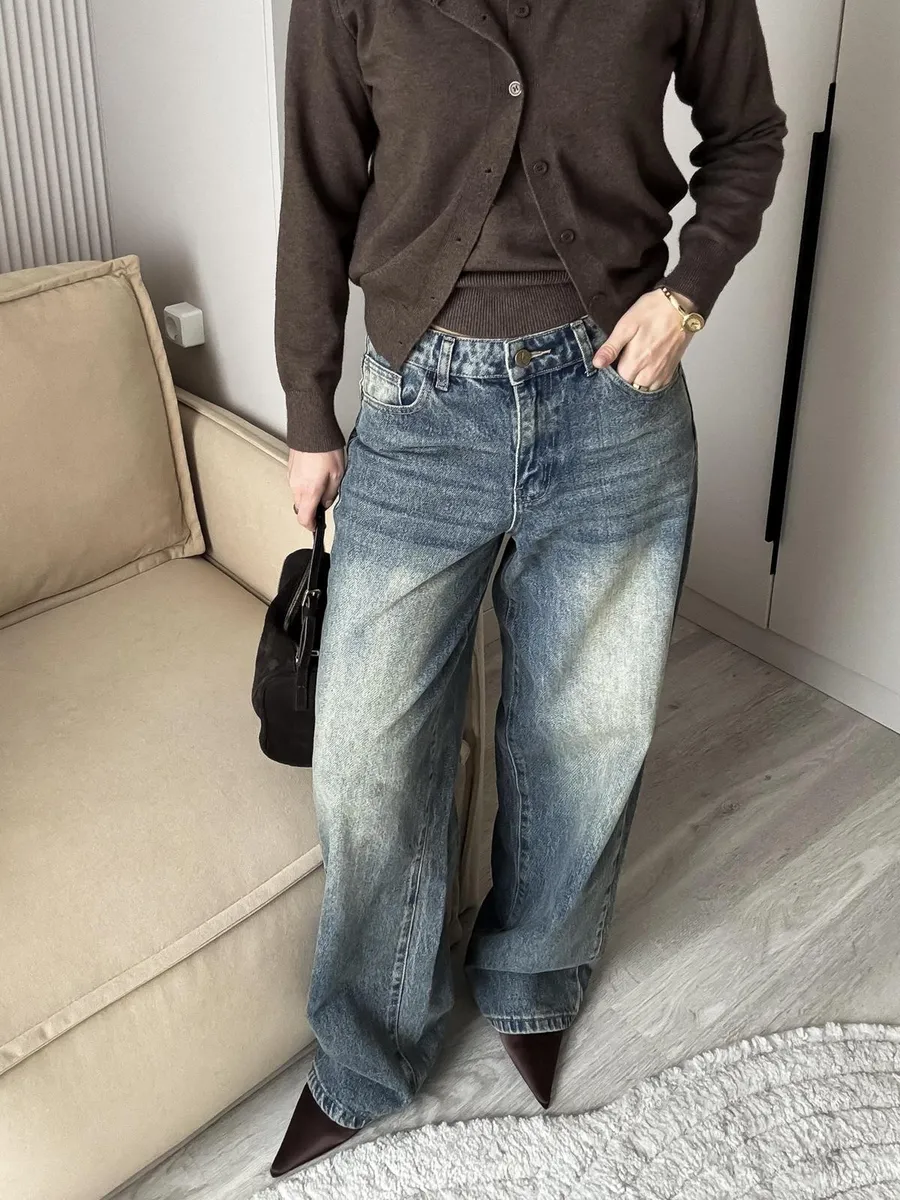 Джинсы прямые широкие багги