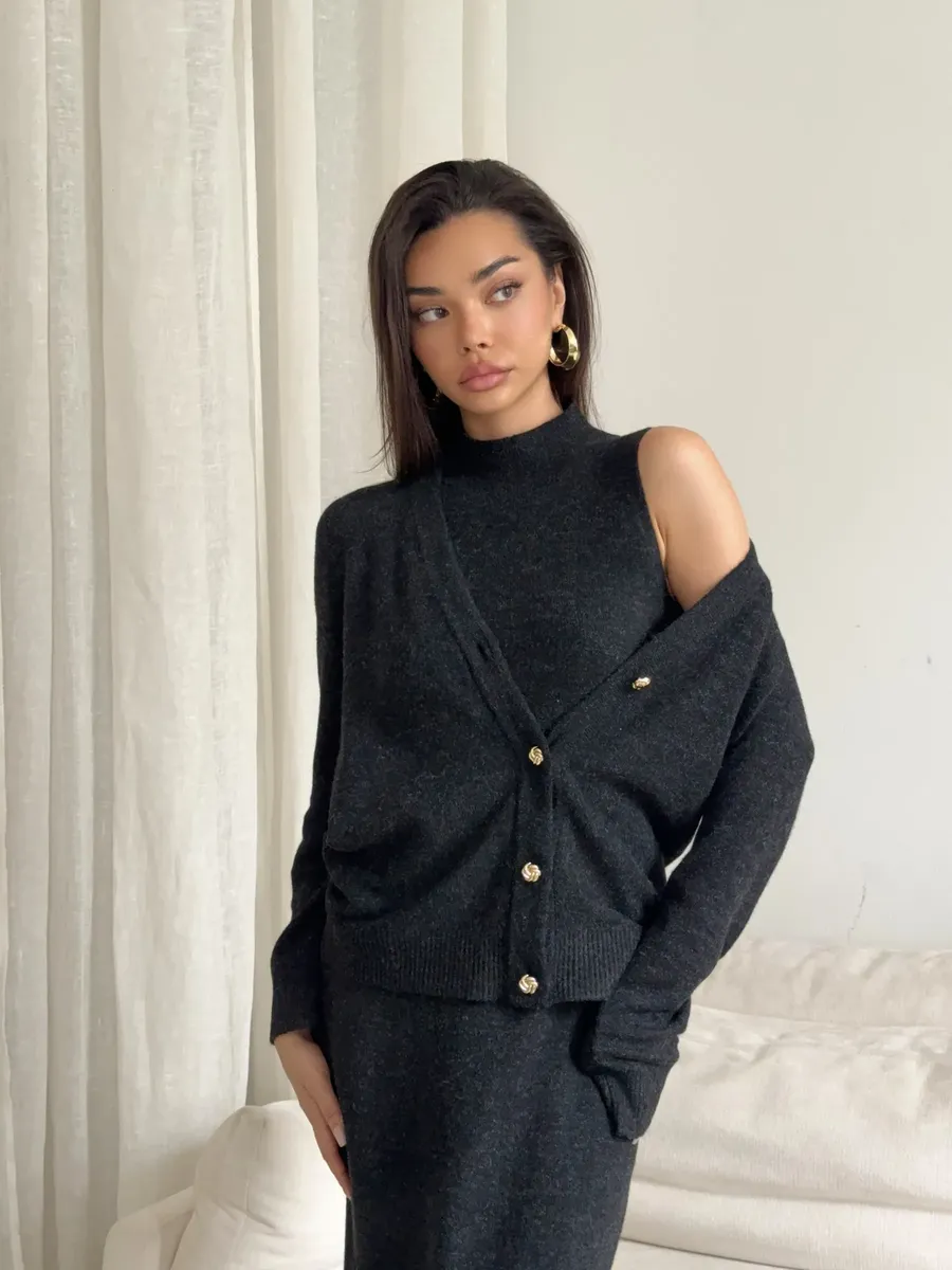 Костюм вязаный платье с кардиганом