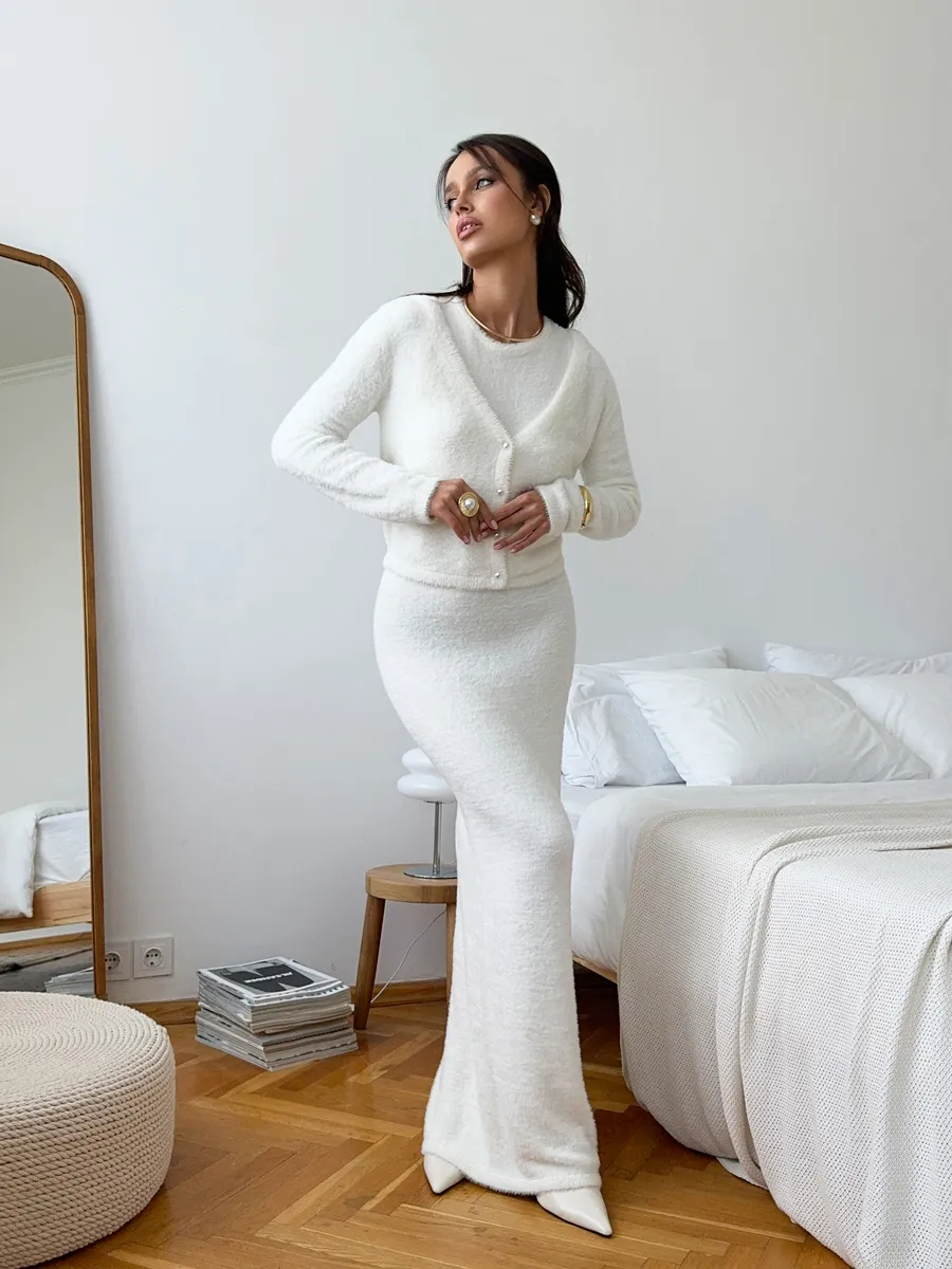 Костюм вязаный платье с кардиганом