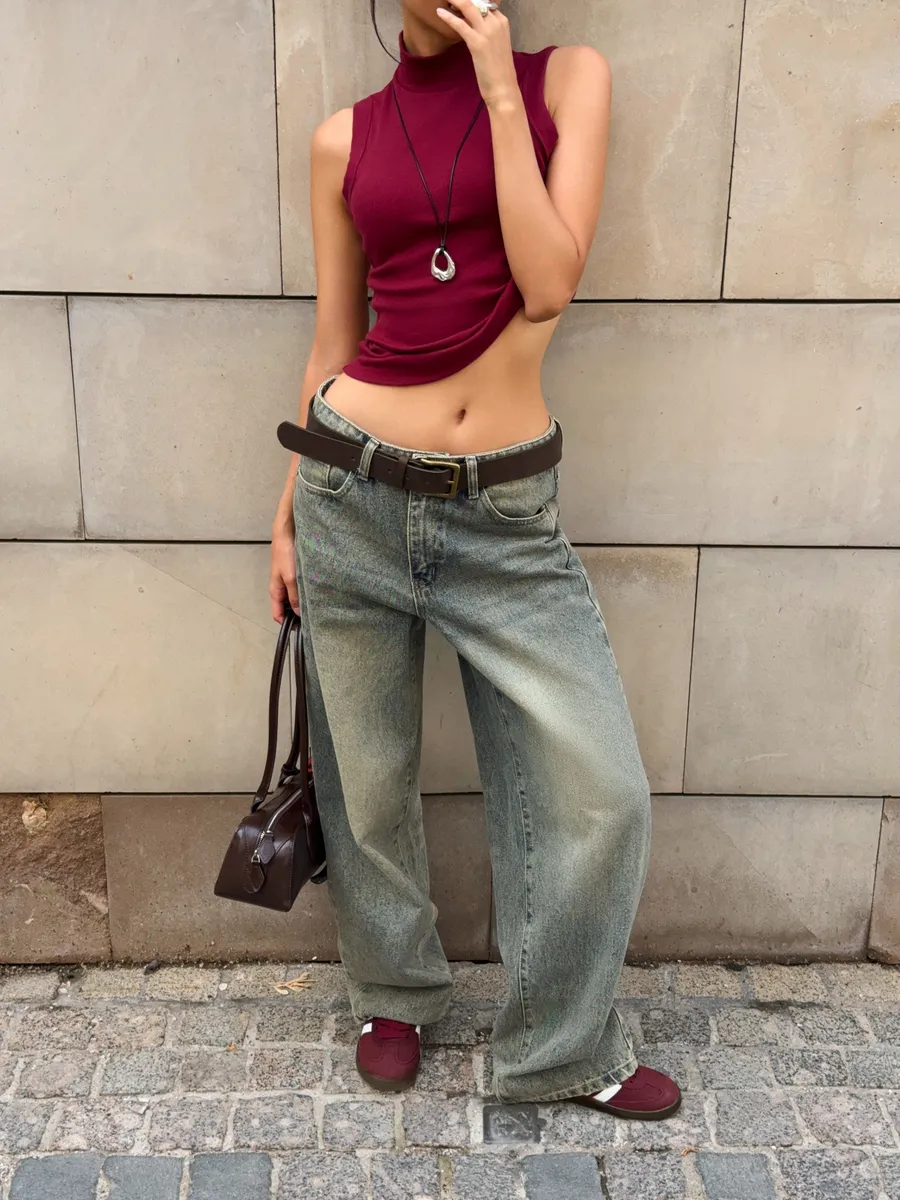 Джинсы прямые широкие багги