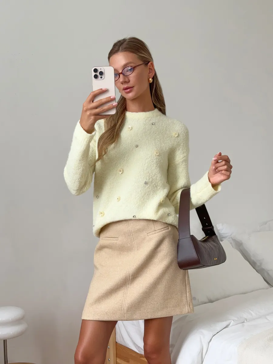 Джемпер вязаный пушистый шерстяной