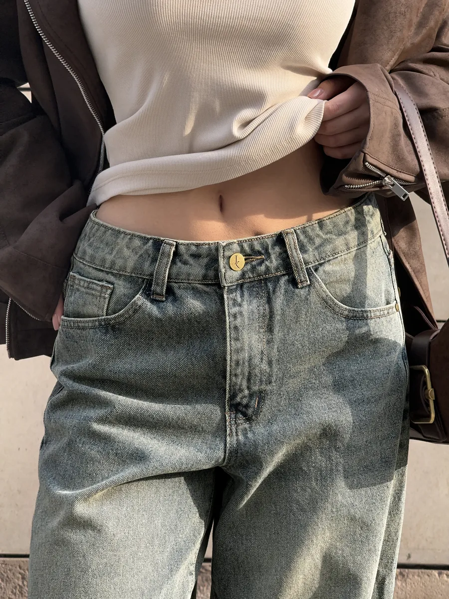 Джинсы прямые широкие багги