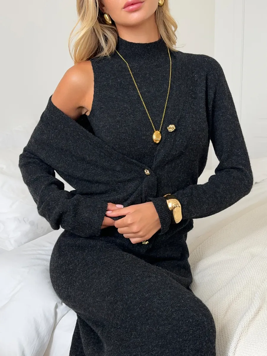 Костюм вязаный платье с кардиганом