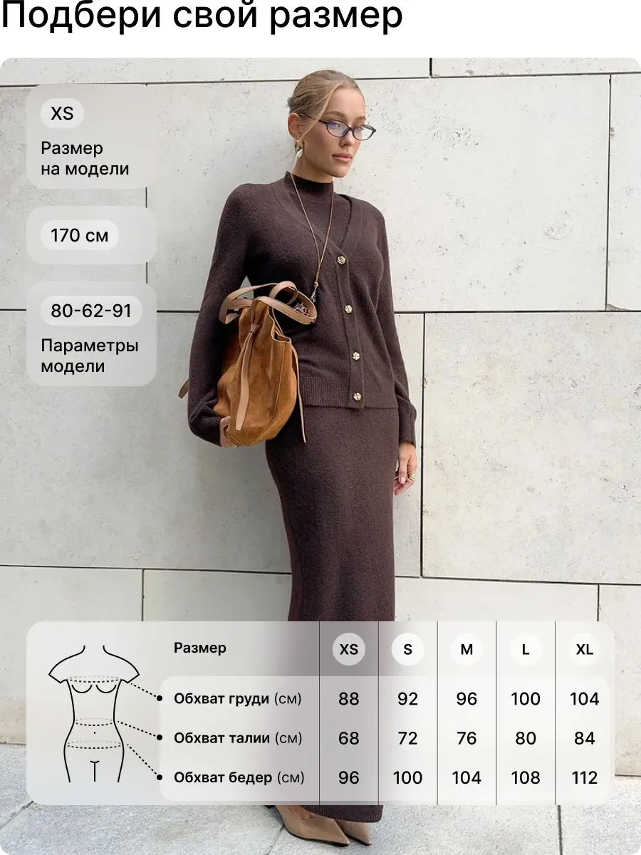 Костюм вязаный платье с кардиганом