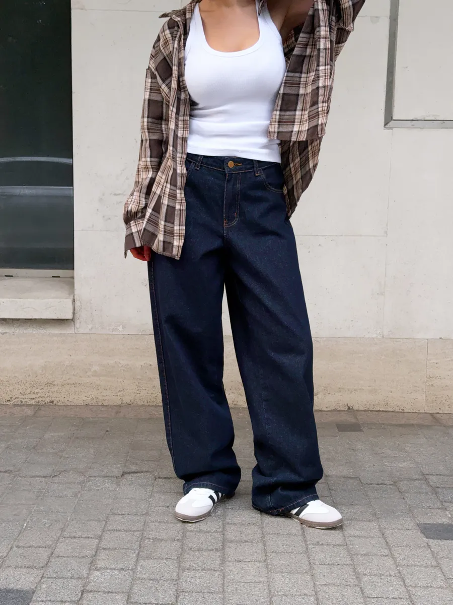 Джинсы прямые широкие багги