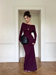 Платье вязаное длинное с открытыми плечами
