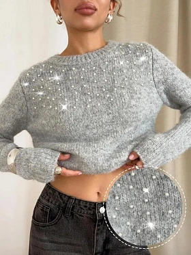 Свитер вязаный пушистый шерстяной