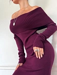 Платье вязаное длинное с открытыми плечами